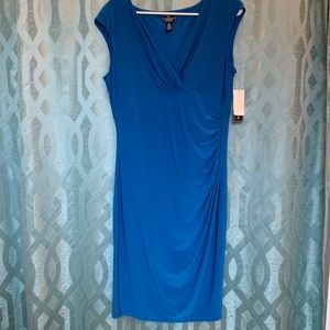 American living dress size 14, V-neck blue, stretch, 20 inches armpit to armpit